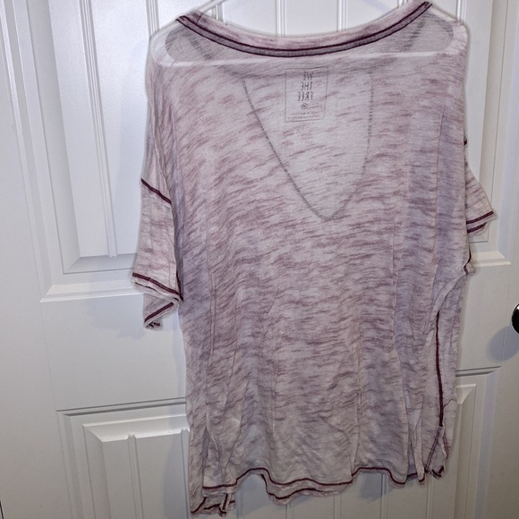 We The Free Purple Short Sleeve Marbled Cut Out Top - Picture 5 of 5